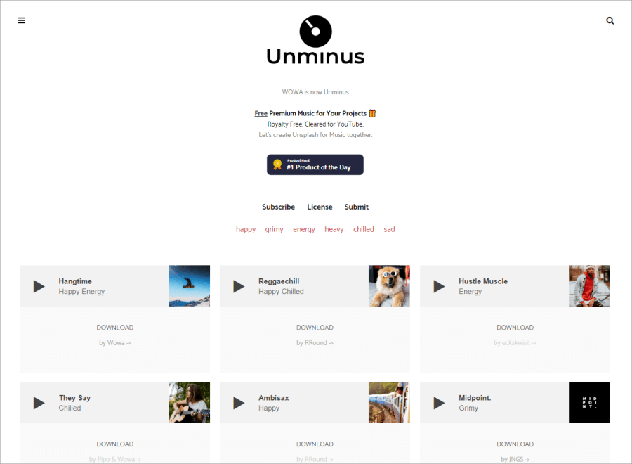 Unminus：100% 免费可商用的无版权音乐库-下载群