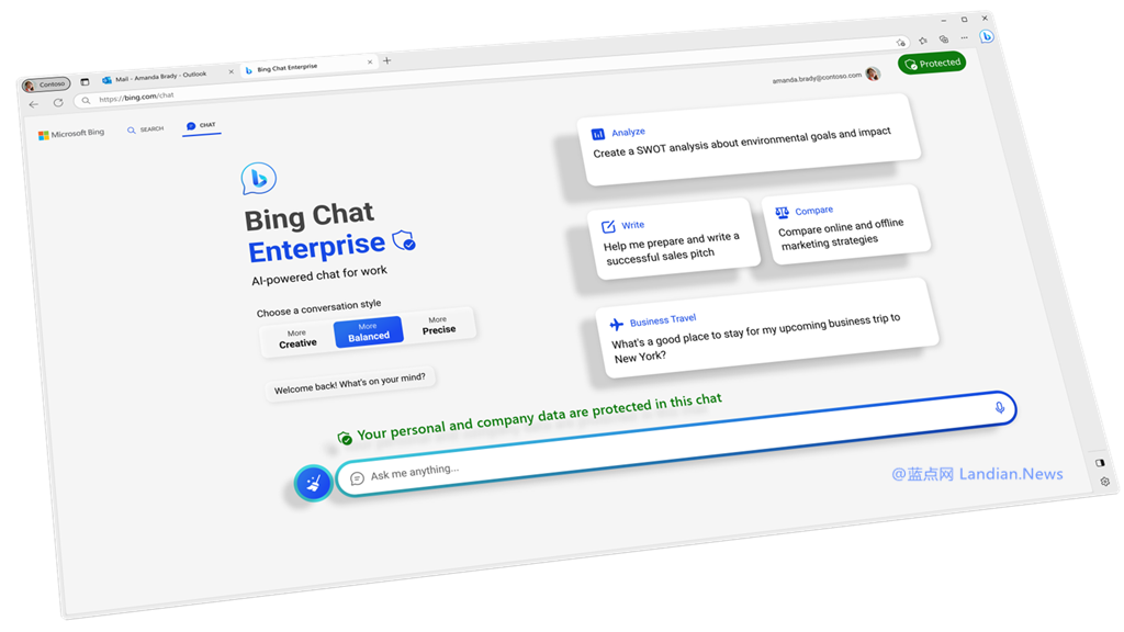 微软宣布推出Bing Chat企业预览版 月费5美元/用户 数据不会被共享-学习笔记-橙子系统站