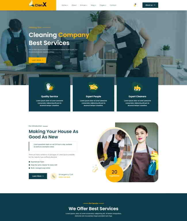 响应式清洁公司宣传网站模板904-网页模板清洁模板-下载群