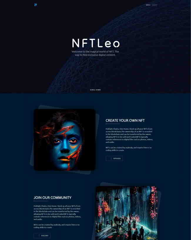 NFT现代艺术科技公司网站模板907-网页模板模板艺术-学习笔记-橙子系统站
