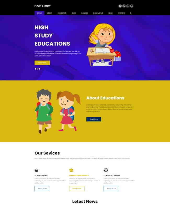 可爱卡通风格儿童教育网站模板101-网页模板教育网站卡通-学习笔记-橙子系统站