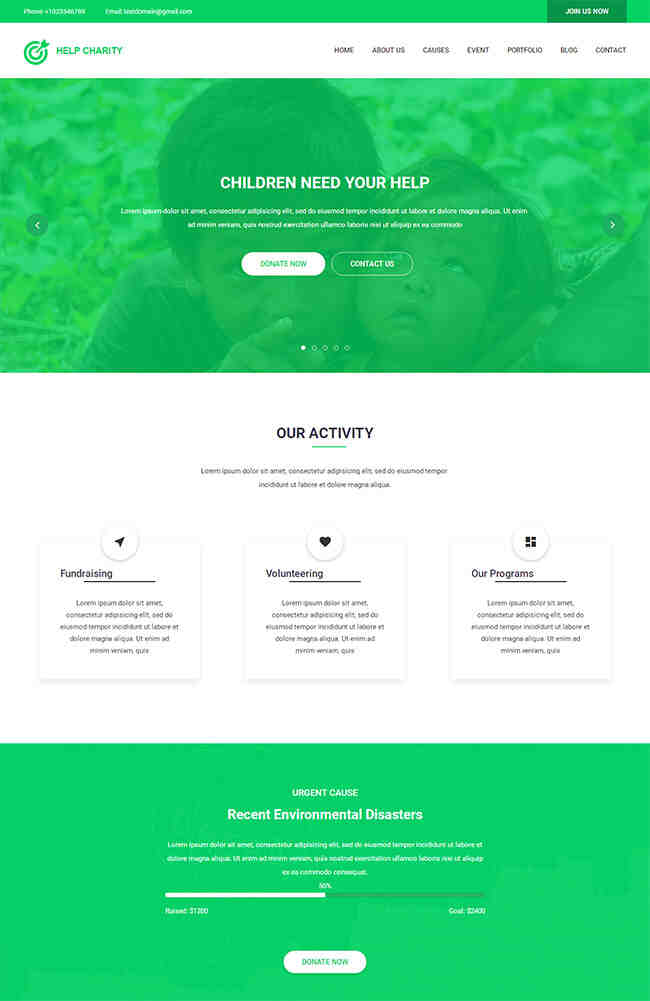 绿色风格爱心捐赠网站模板1114-网页模板爱心模板-下载群