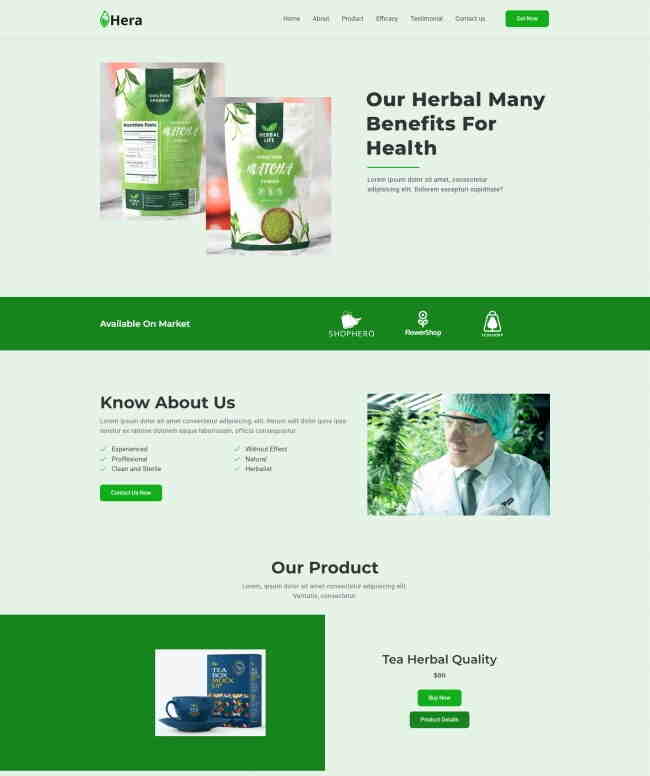绿色风格草药茶宣传网站模板1117-网页模板草药模板-下载群