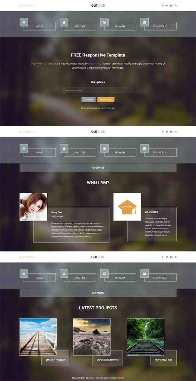 半透明风格单页网站模板1127-网页模板模板风格-学习笔记-橙子系统站
