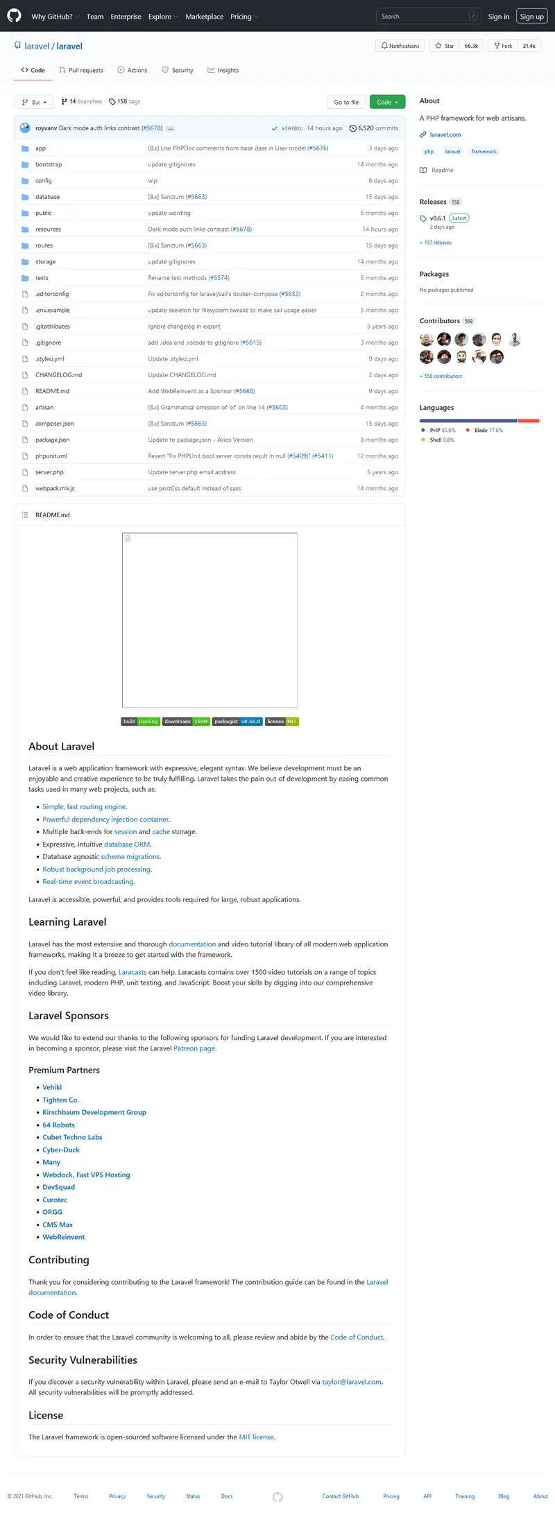 Laravel Web应用程序框架 v8.6.0-下载群